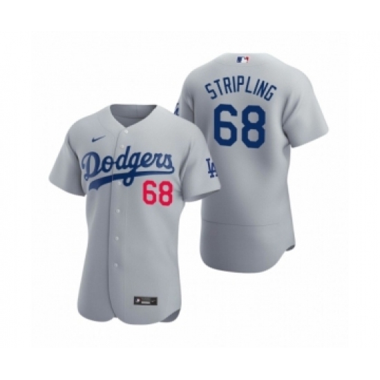 Men's Los Angeles Dodgers #68 Ross Stripling Nike Gray Authentic 2020 Alternate Jersey - Ujersey