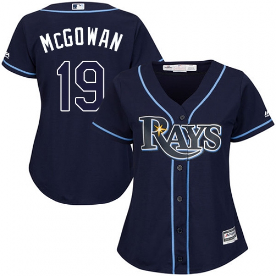 Women's Majestic Tampa Bay Rays #19 Dustin McGowan Replica Navy Blue Alternate Cool Base MLB Jersey - Ujersey