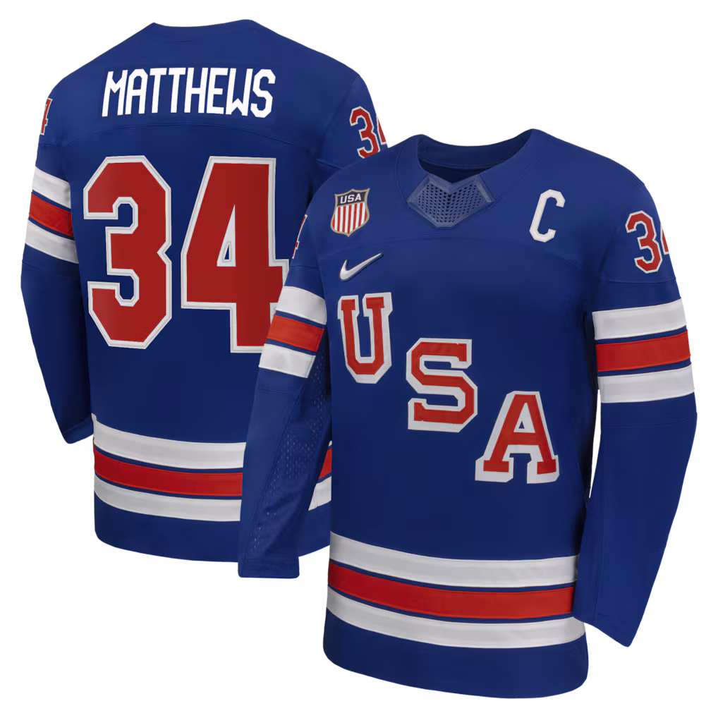 Men's Auston Matthews Nike Royal US Hockey 2026 Home Replica Jersey