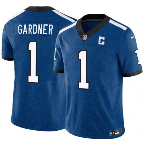 Men's Indianapolis Colts #1 Sauce Gardner Blue 2025 F.U.S.E. Throwback Vapor Limited Stitched Football Jersey