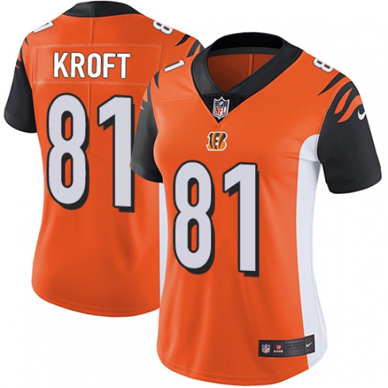 Women's Nike Cincinnati Bengals #81 Tyler Kroft Vapor Untouchable Limited Orange Alternate NFL Jersey - Ujersey