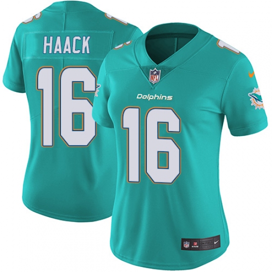 Women's Nike Miami Dolphins #16 Matt Haack Aqua Green Team Color Vapor Untouchable Elite Player NFL Jersey - Ujersey