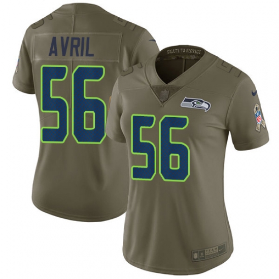 Women's Nike Seattle Seahawks #56 Cliff Avril Limited Olive 2017 Salute to Service NFL Jersey - Ujersey