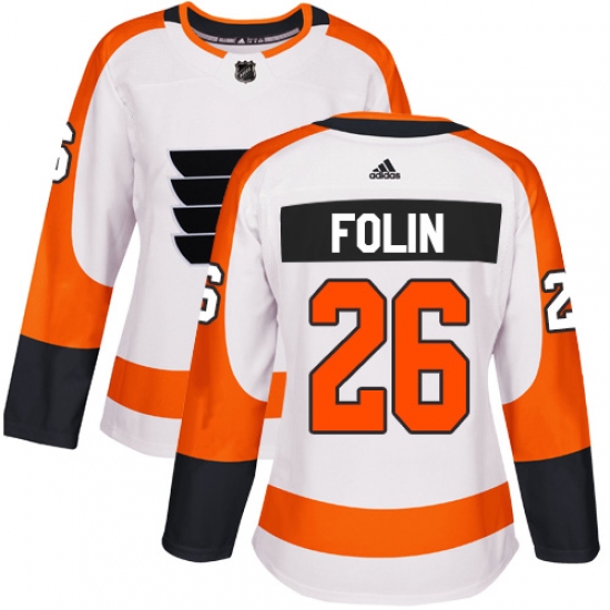 Women's Adidas Philadelphia Flyers #26 Christian Folin Authentic White Away NHL Jersey - Ujersey