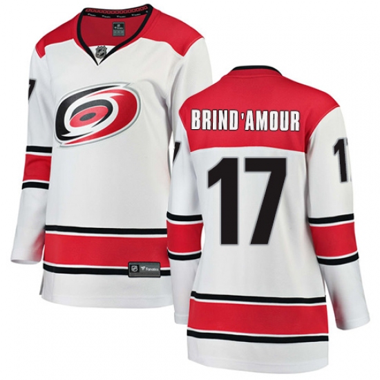 Women's Carolina Hurricanes #17 Rod Brind'Amour Authentic White Away Fanatics Branded Breakaway NHL Jersey - Ujersey