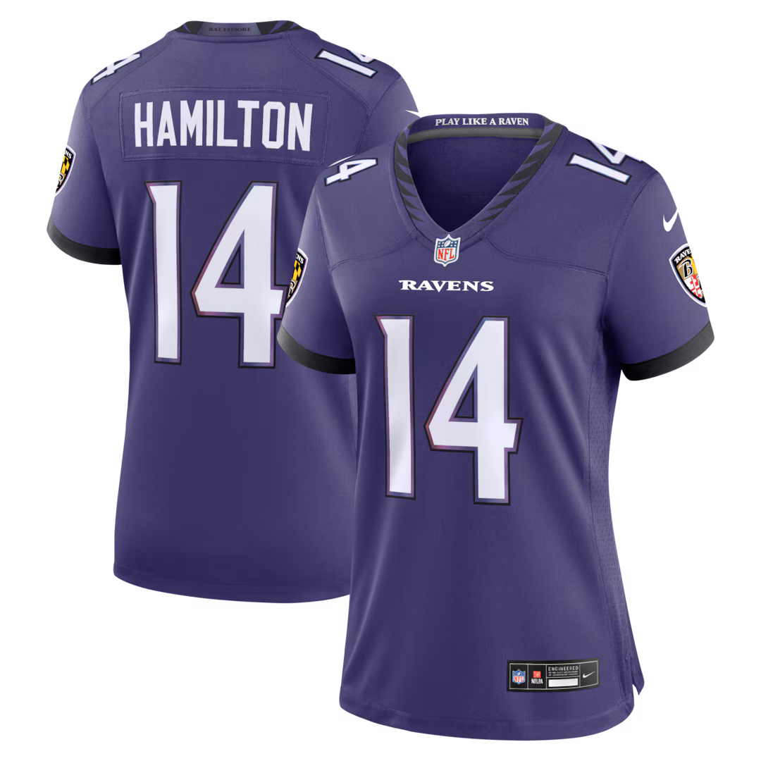 Women's Baltimore Ravens Kyle Hamilton Nike Purple Team Game Jersey