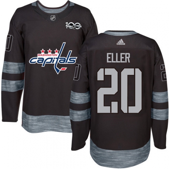 Men's Adidas Washington Capitals #20 Lars Eller Authentic Black 1917-2017 100th Anniversary NHL Jersey - Ujersey