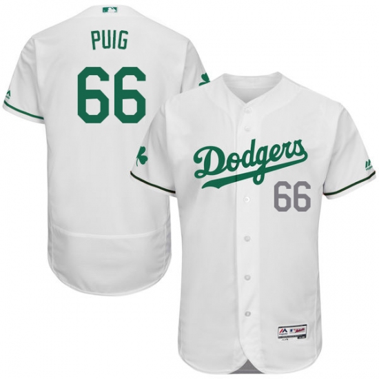 Men's Majestic Los Angeles Dodgers #66 Yasiel Puig White Celtic Flexbase Authentic Collection MLB Jersey - Ujersey