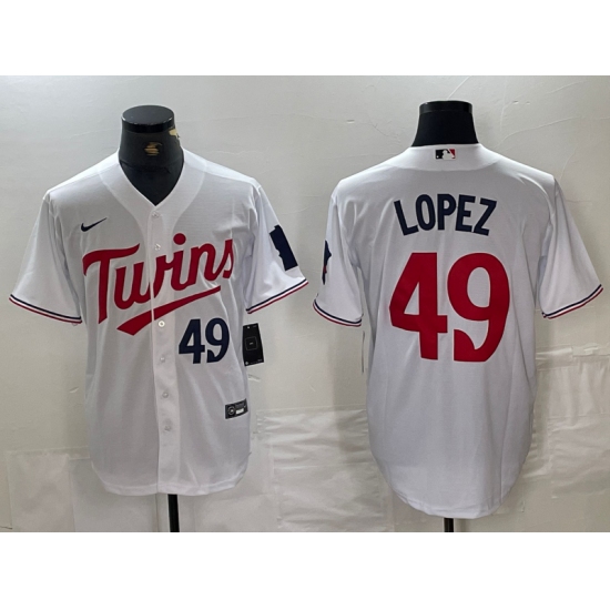 Men's Minnesota Twins #49 Pablo Lopez Number White Stitched MLB Cool Base Nike Jersey - Ujersey