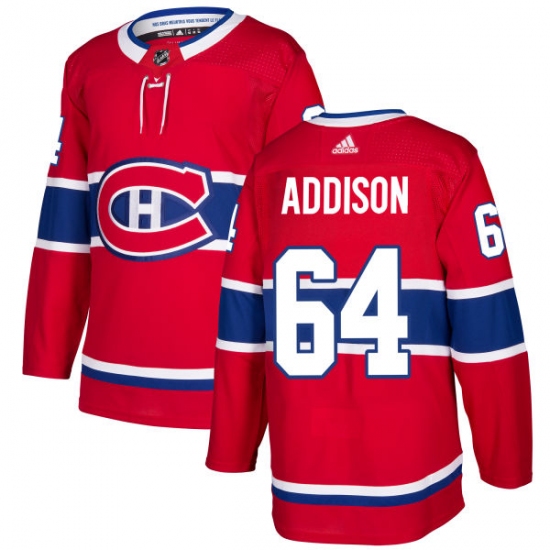 Youth Adidas Montreal Canadiens #64 Jeremiah Addison Premier Red Home NHL Jersey - Ujersey