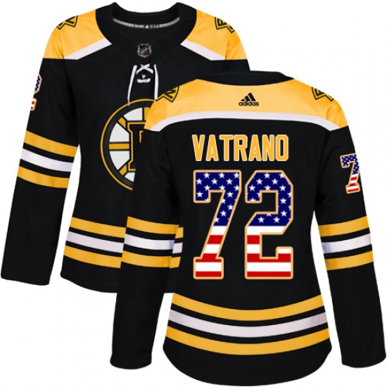 Women's Adidas Boston Bruins #72 Frank Vatrano Authentic Black USA Flag Fashion NHL Jersey - Ujersey