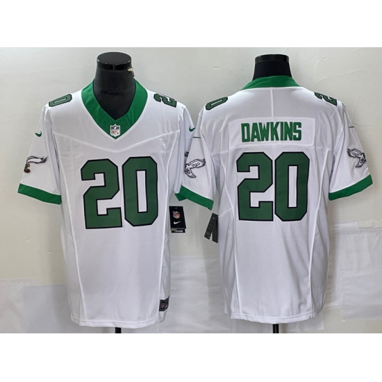 Men's Nike Philadelphia Eagles #20 Brian Dawkins White 2023 F.U.S.E. Vapor Limited Throwback Stitched Football Jersey - Ujersey