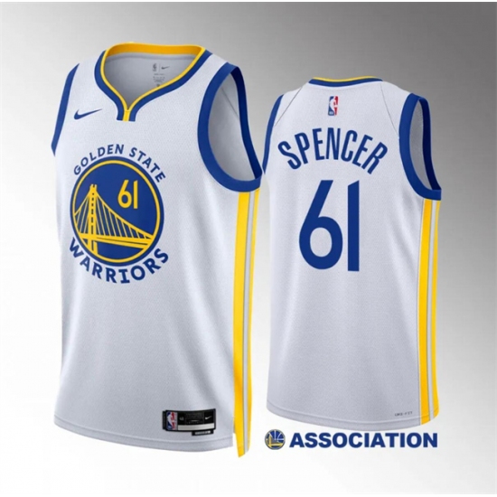 Men's Golden State Warriors #61 Pat Spencer White Association Edition Stitched Basketball Jersey - Ujersey