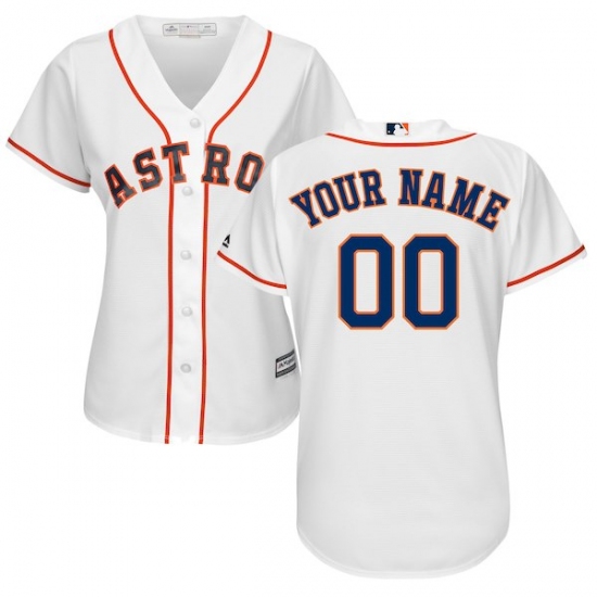 Women's Houston Astros Majestic White Home Cool Base Custom Jersey - Ujersey