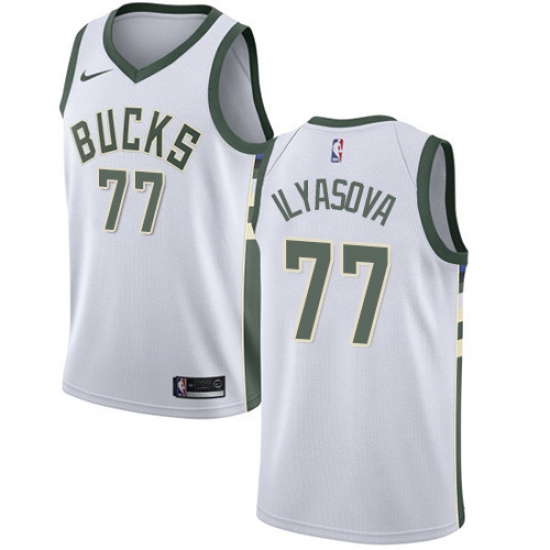 Men's Nike Milwaukee Bucks #77 Ersan Ilyasova Swingman White NBA Jersey - Association Edition - Ujersey