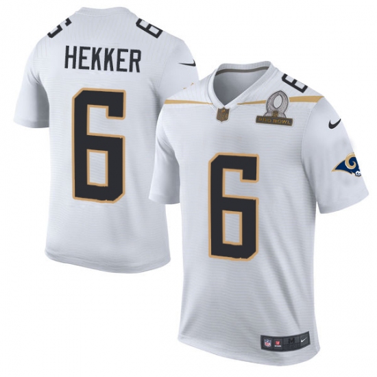 Men's Nike Los Angeles Rams #6 Johnny Hekker Elite White Team Rice 2016 Pro Bowl NFL Jersey - Ujersey