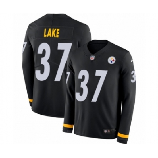 Youth Nike Pittsburgh Steelers #37 Carnell Lake Limited Black Therma Long Sleeve NFL Jersey - Ujersey