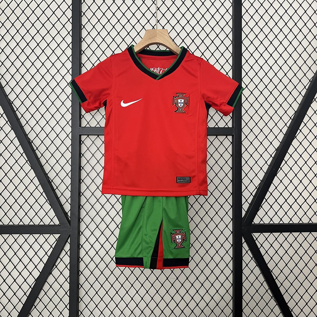 Portugal Home Football Uniform Kids Kit Jersey+Shorts EURO 2024 - U-jersey