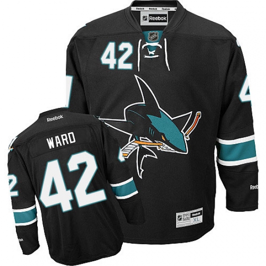Youth Reebok San Jose Sharks #42 Joel Ward Authentic Black Third NHL Jersey - Ujersey