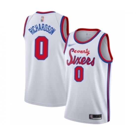 Men's Philadelphia 76ers #0 Josh Richardson Authentic White Hardwood Classics Basketball Jersey - Ujersey