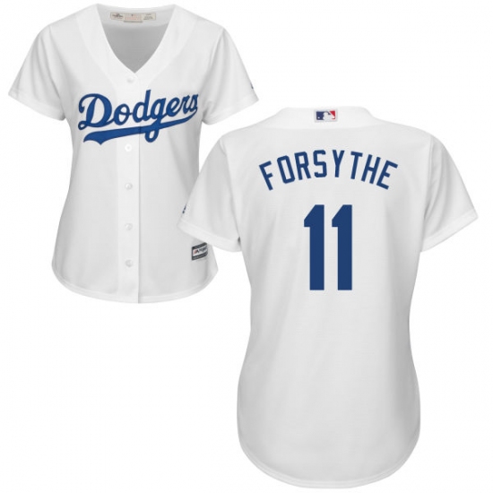 Women's Majestic Los Angeles Dodgers #11 Logan Forsythe Authentic White Home Cool Base MLB Jersey - Ujersey