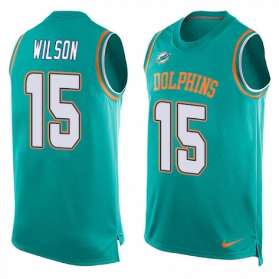 Men's Nike Miami Dolphins #15 Albert Wilson Limited Aqua Green Player Name & Number Tank Top NFL Jersey - Ujersey