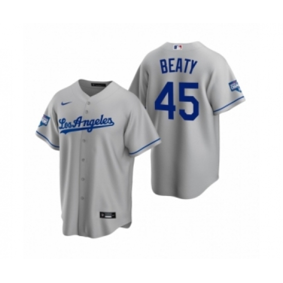 Men's Los Angeles Dodgers #45 Matt Beaty Gray 2020 World Series Champions Replica Jerseys - Ujersey
