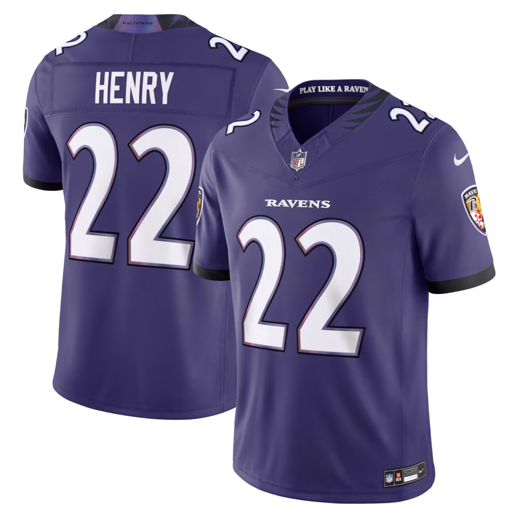 Men's Baltimore Ravens Derrick Henry Nike Purple Vapor F.U.S.E. Sewn Down Limited Jersey