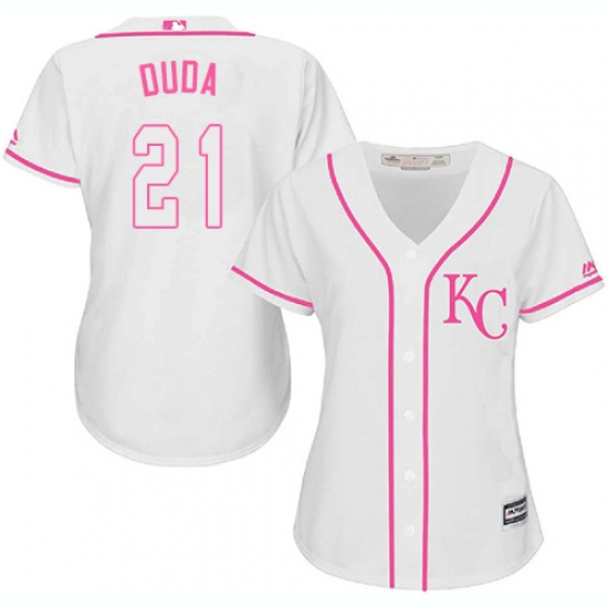 Women's Majestic Kansas City Royals #21 Lucas Duda Replica White Fashion Cool Base MLB Jersey - Ujersey