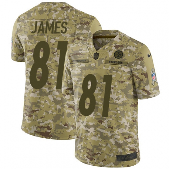 Men's Nike Pittsburgh Steelers #81 Jesse James Limited Camo 2018 Salute to Service NFL Jersey - Ujersey