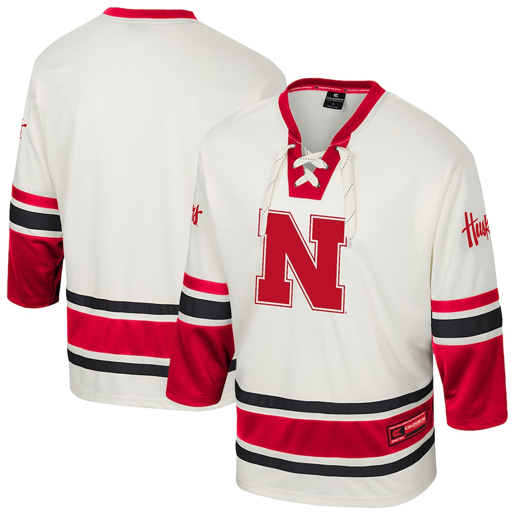 Men's Colosseum Cream Nebraska Huskers Puck Proud Fashion Hockey Jersey