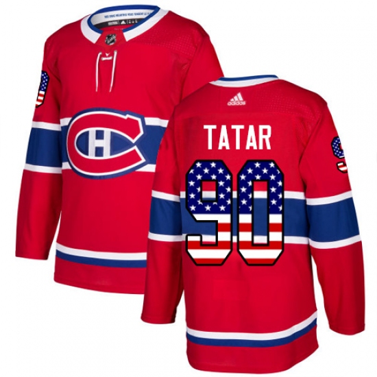 Men's Adidas Montreal Canadiens #90 Tomas Tatar Authentic Red USA Flag Fashion NHL Jersey - Ujersey