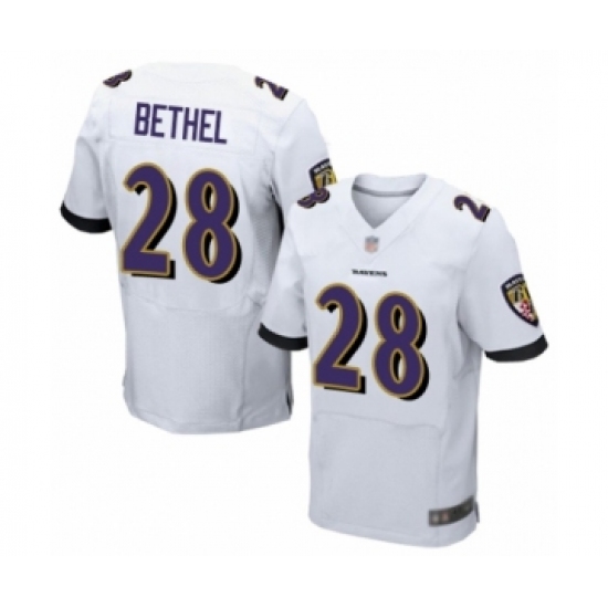 Men's Baltimore Ravens #28 Justin Bethel Elite White Football Jersey - Ujersey