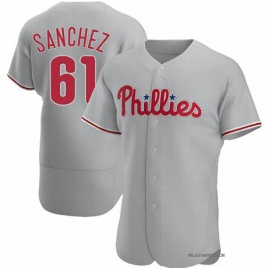 Men's Philadelphia Phillies #61 Cristopher Sanchez Grey Flex Base Stitched Baseball Jersey - Ujersey