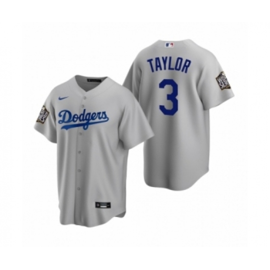 Men's Los Angeles Dodgers #3 Chris Taylor Gray 2020 World Series Replica Jersey - Ujersey