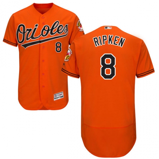 Men's Majestic Baltimore Orioles #8 Cal Ripken Orange Alternate Flex Base Authentic Collection MLB Jersey - Ujersey