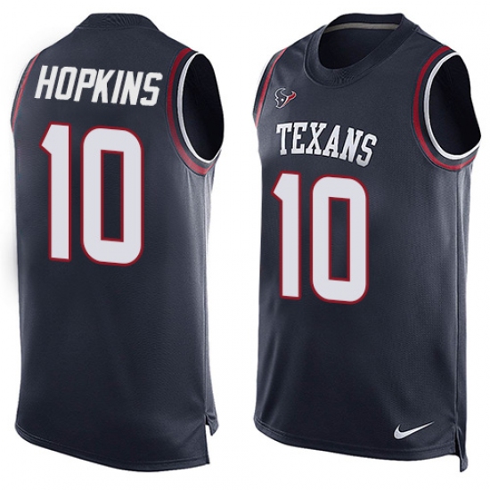 Men's Nike Houston Texans #10 DeAndre Hopkins Limited Navy Blue Player Name & Number Tank Top NFL Jersey - Ujersey