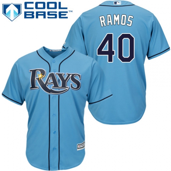 Youth Majestic Tampa Bay Rays #40 Wilson Ramos Replica Light Blue Alternate 2 Cool Base MLB Jersey - Ujersey