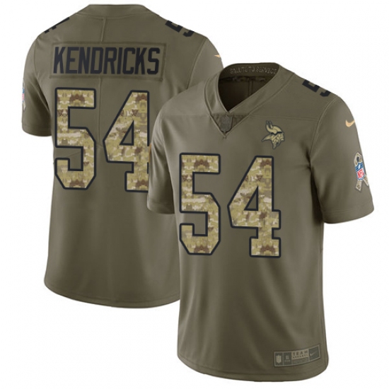 Youth Nike Minnesota Vikings #54 Eric Kendricks Limited Olive/Camo 2017 Salute to Service NFL Jersey - Ujersey