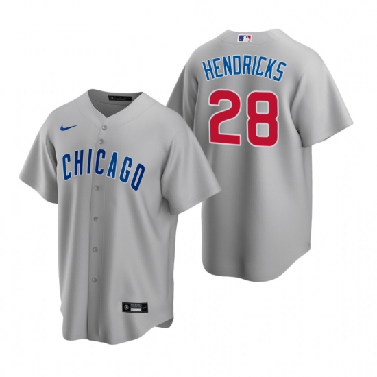 Men's Nike Chicago Cubs #28 Kyle Hendricks Gray Road Stitched Baseball Jersey - Ujersey