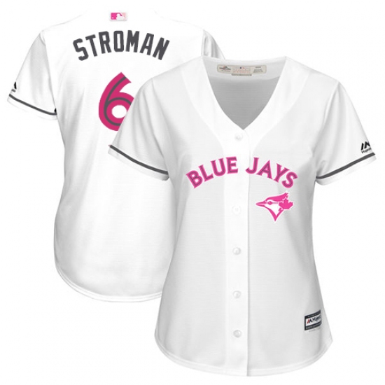 Women's Majestic Toronto Blue Jays #6 Marcus Stroman Replica White Mother's Day Cool Base MLB Jersey - Ujersey
