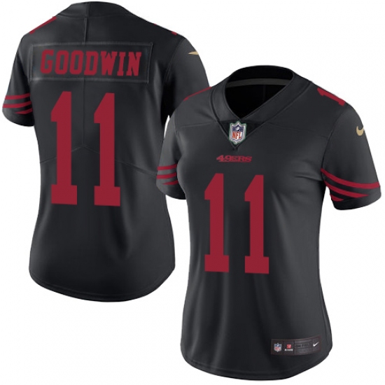 Women's Nike San Francisco 49ers #11 Marquise Goodwin Limited Black Rush Vapor Untouchable NFL Jersey - Ujersey
