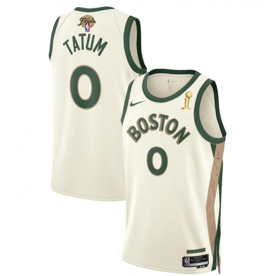 Men's Boston Celtics #0 Jayson Tatum White 2024 Finals Champions City Edition Stitched Basketball Jersey - Ujersey