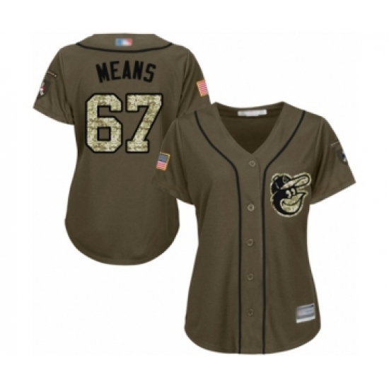 Women's Baltimore Orioles #67 John Means Authentic Green Salute to Service Baseball Jersey - Ujersey
