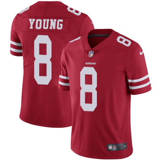 Youth Nike San Francisco 49ers #8 Steve Young Red Team Color Vapor Untouchable Limited Player NFL Jersey - Ujersey