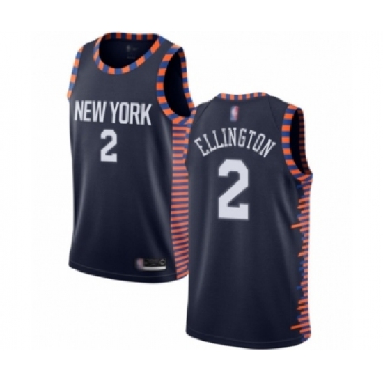 Youth New York Knicks #2 Wayne Ellington Swingman Navy Blue Basketball Jersey - 2018-19 City Edition - Ujersey