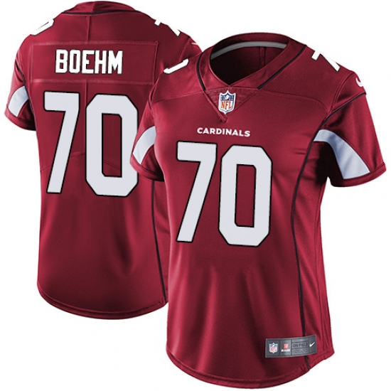 Women's Nike Arizona Cardinals #70 Evan Boehm Red Team Color Vapor Untouchable Limited Player NFL Jersey - Ujersey