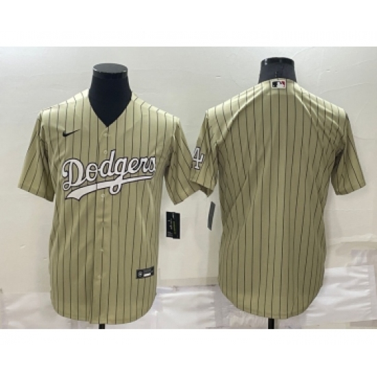 Men's Los Angeles Dodgers Blank Cream Pinstripe Stitched MLB Cool Base Nike Jersey - Ujersey