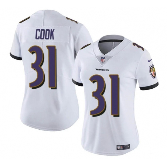 Women's Baltimore Ravens #31 Dalvin Cook White Football Stitched Jersey - Ujersey