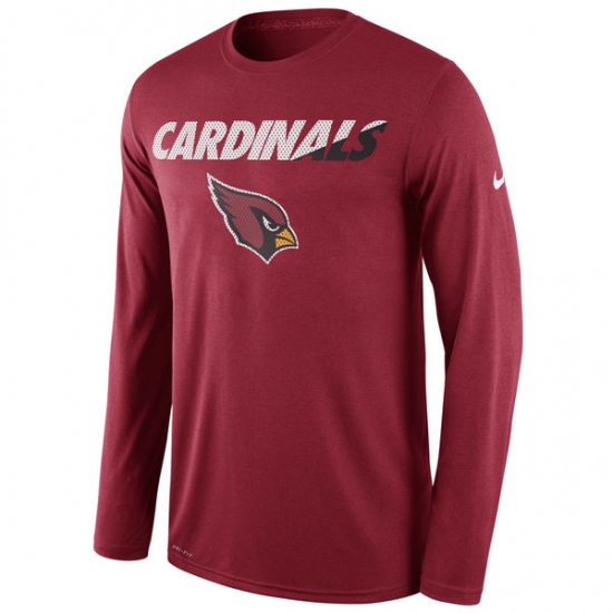 NFL Men Arizona Cardinals Nike Cardinal Legend Staff Practice Long Sleeve Performance T-Shirt - Ujersey